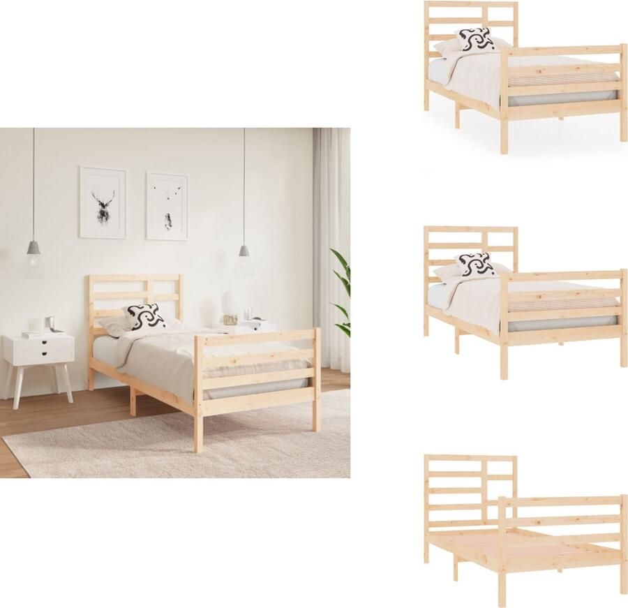 VidaXL Houten Bedframe Eenpersoonsbed 90 x 190 cm Massief grenenhout Bed