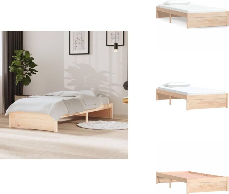 VidaXL Bedframe Bedframes Bed Bedbodem Bedframe massief hout 90x190 cm