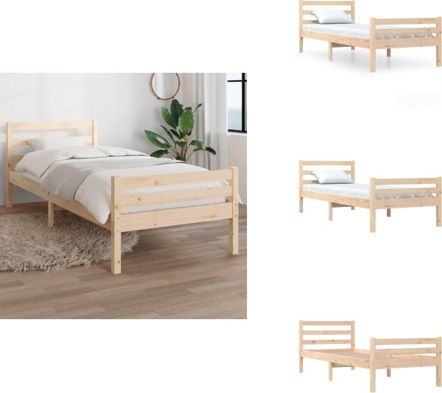 VidaXL Houten Bedframe eenpersoons 195.5 x 95.5 x 69.5 cm grenenhout Bed