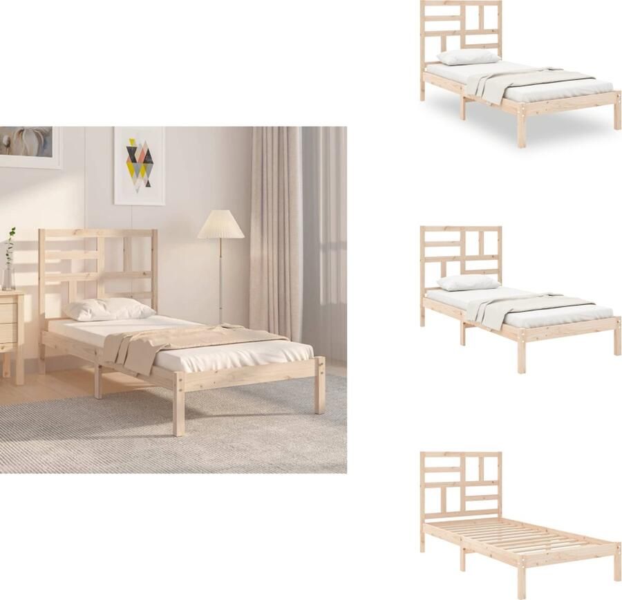 VidaXL Eenpersoonsbed Grenenhout 90x190cm Massief houten bedframe met lattenbodem Bed