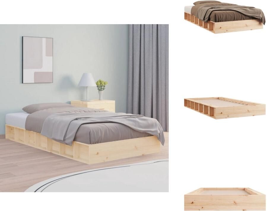 VidaXL Eenpersoonsbed Grenenhout 90x190cm Massief houten bedframe met lattenbodem Bed - Foto 8