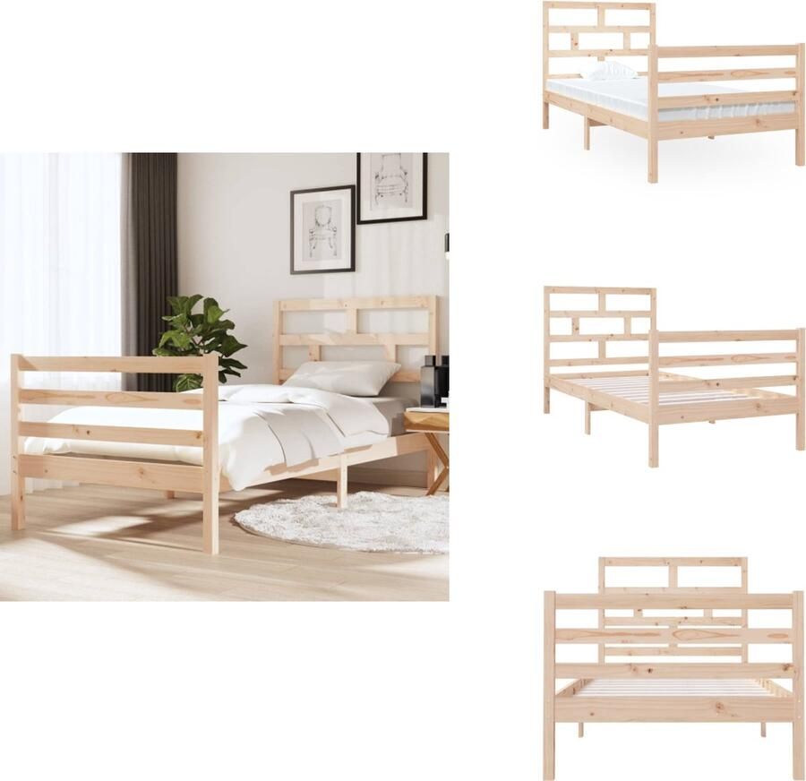 VidaXL Bedframe Grenenhout onbekend Meubels 195.5 x 96 x 100 cm Rustieke uitstraling Bed