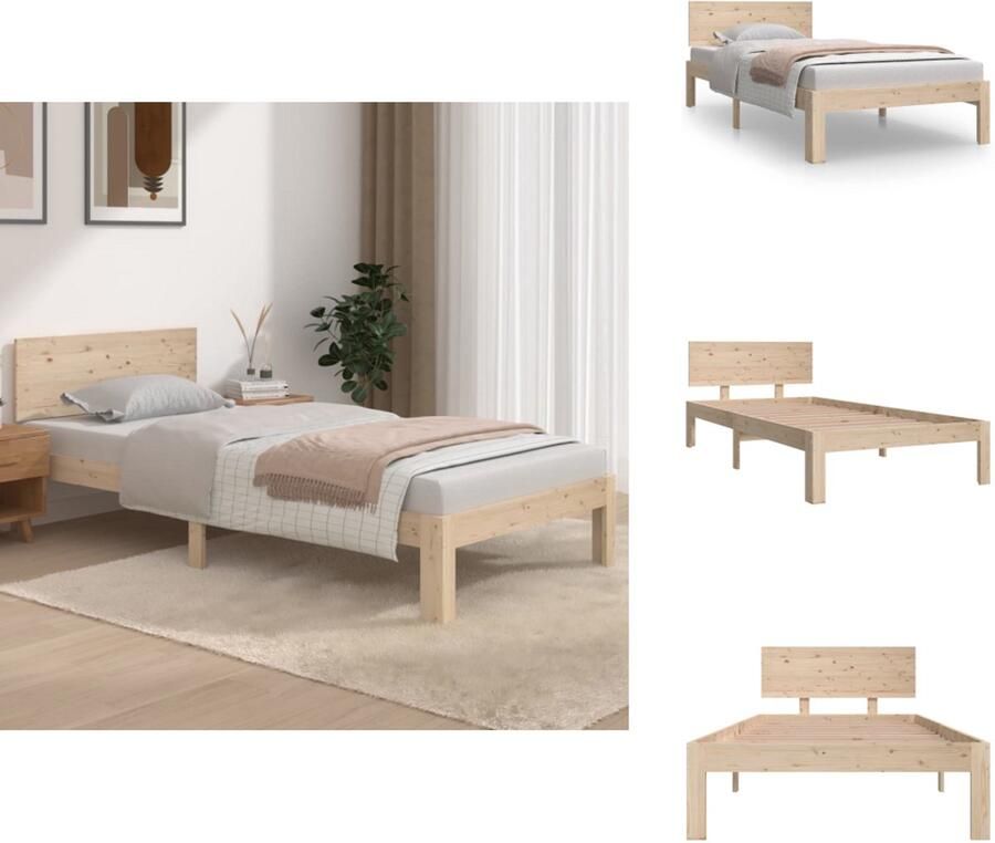 VidaXL Bedframe Bedframes Bed Bedbodem Bedframe massief hout 90x190 cm