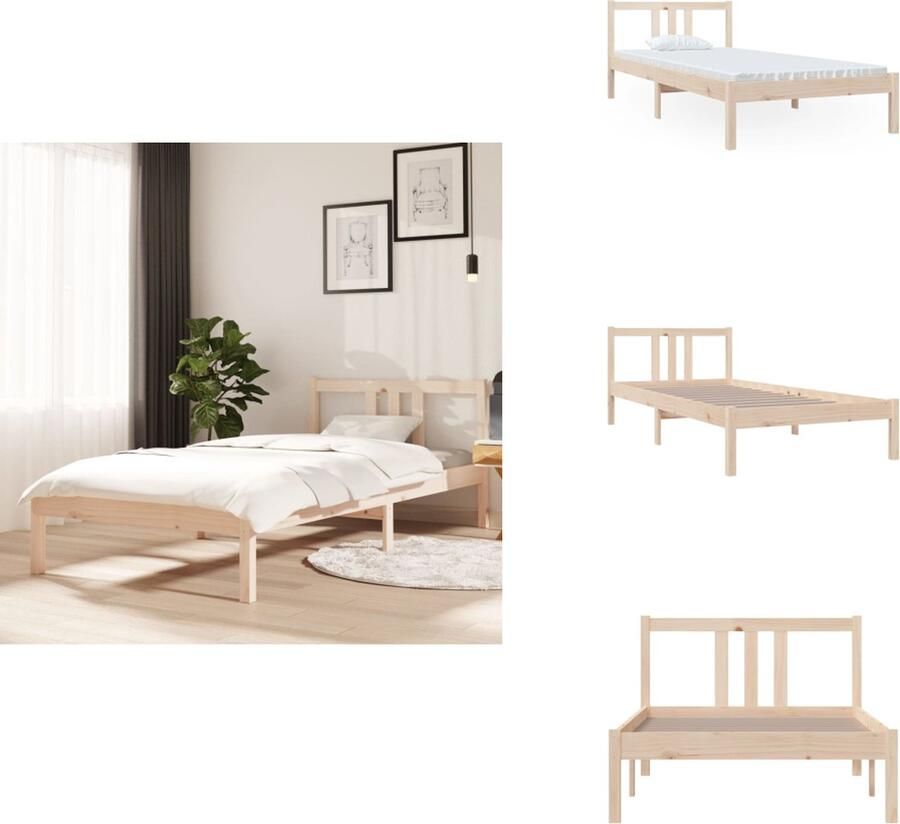 VidaXL Bedframe Grenenhout Eenpersoonsbed 90x200 cm Stabiel en Comfortabel Bed
