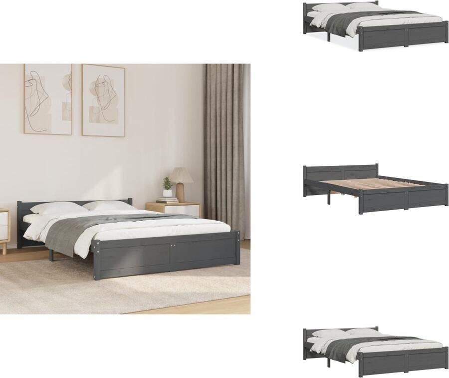 VidaXL Bedframe Praktisch en decoratief Houten 195.5 x 140.5 x 31 cm Massief grenenhout Bed - Foto 4