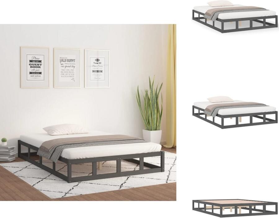 VidaXL Bedframe Praktisch en decoratief Houten 195.5 x 140.5 x 31 cm Massief grenenhout Bed - Foto 7