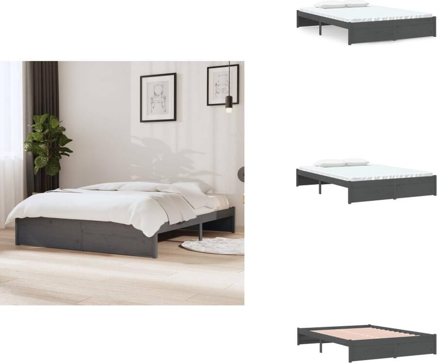 VidaXL Houten Bedframe Modern Meubels 205.5 x 145.5 x 31 cm Massief grenenhout Bed - Foto 2