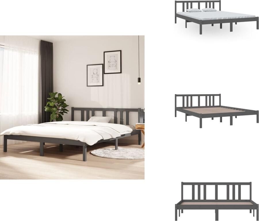 VidaXL Houten Bedframe Bedframes Afmeting- 205.5 x 155.5 x 69.5 cm Ken- Hoogwaardig massief grenenhout Bed