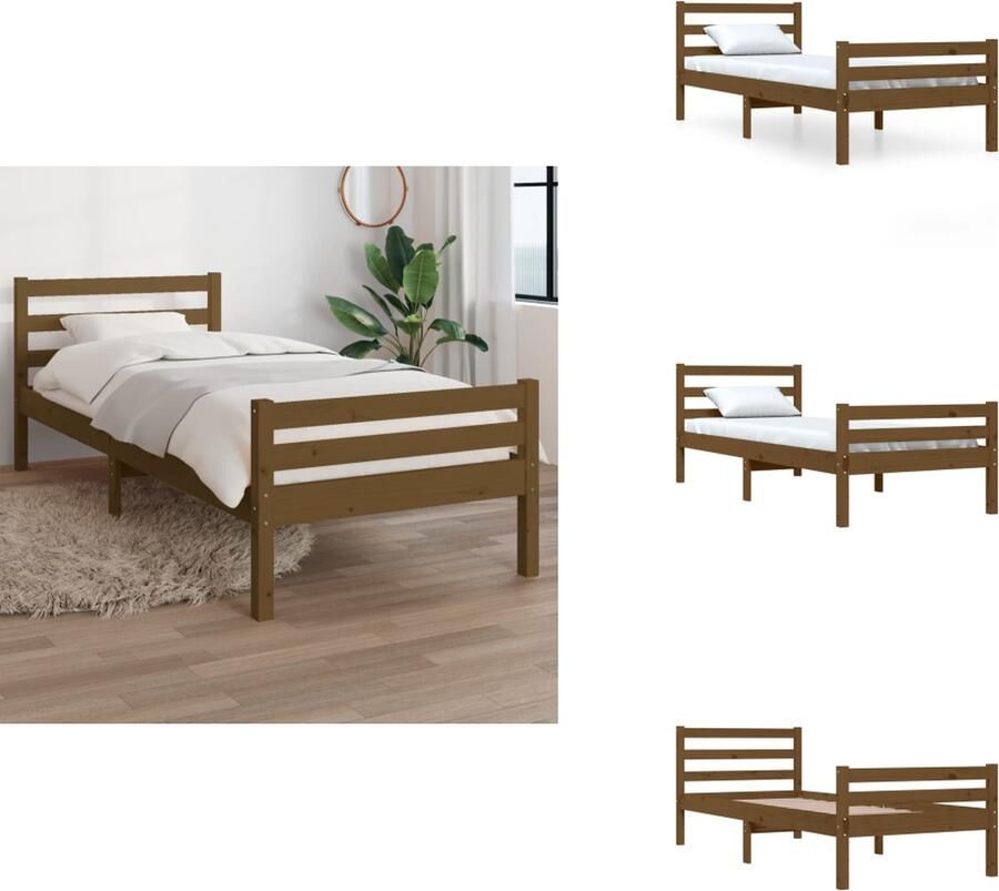 VidaXL Houten Bedframe Modern Eenpersoonsbed Afmeting- 205.5 x 103.5 x 69.5 cm Ken- Hoogwaardig massief grenenhout Bed - Foto 4