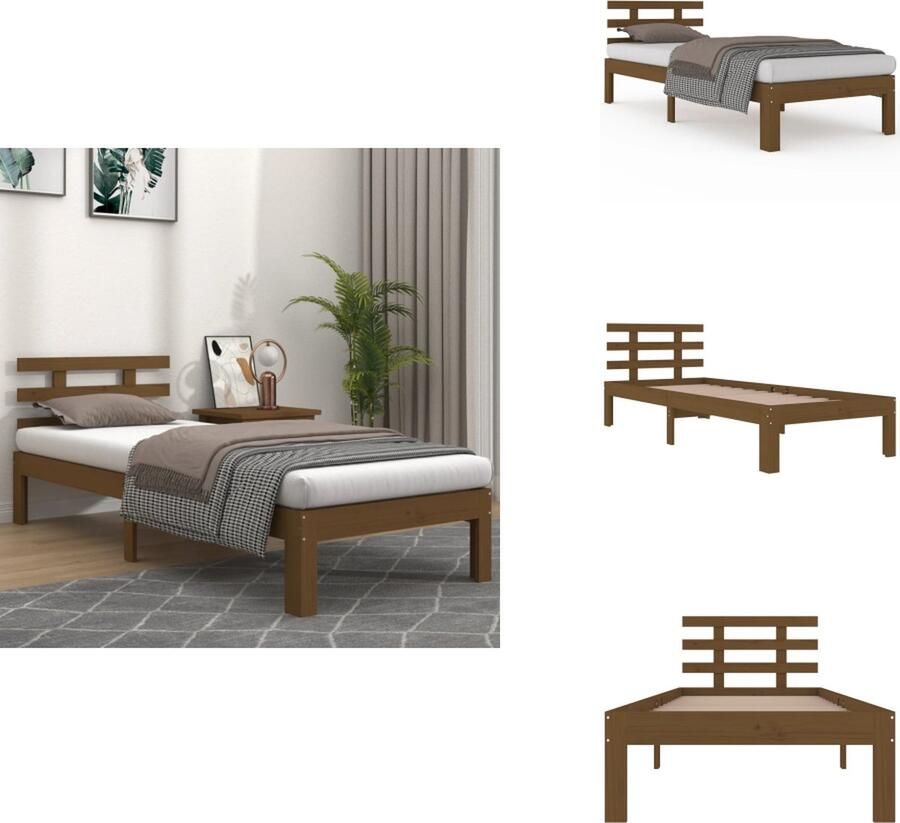 VidaXL Houten Bedframe Modern Eenpersoonsbed Afmeting- 205.5 x 103.5 x 69.5 cm Ken- Hoogwaardig massief grenenhout Bed - Foto 2