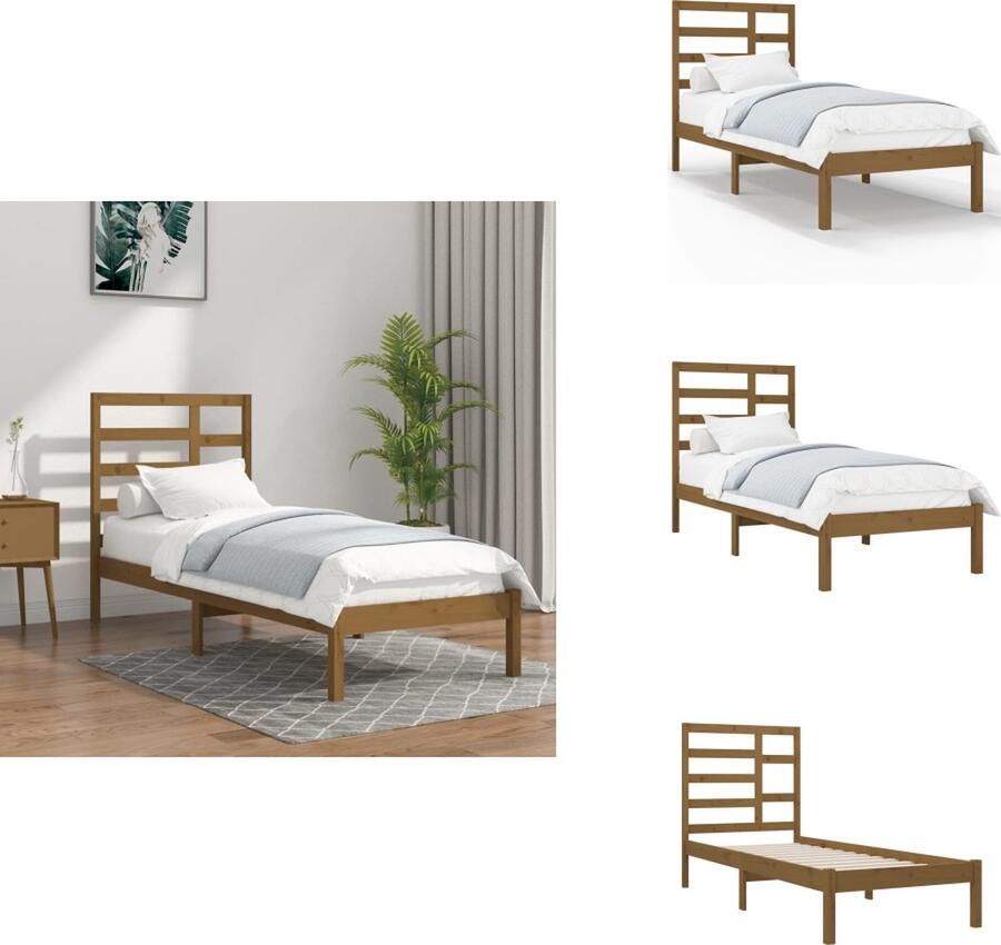 VidaXL Houten Bedframe Modern Eenpersoonsbed Afmeting- 205.5 x 103.5 x 69.5 cm Ken- Hoogwaardig massief grenenhout Bed