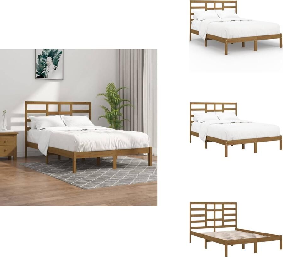 VidaXL Houten Bedframe Modern Bed Afmeting- 205.5 x 126 x 104 cm Ken- Hoogwaardig massief grenen Bed