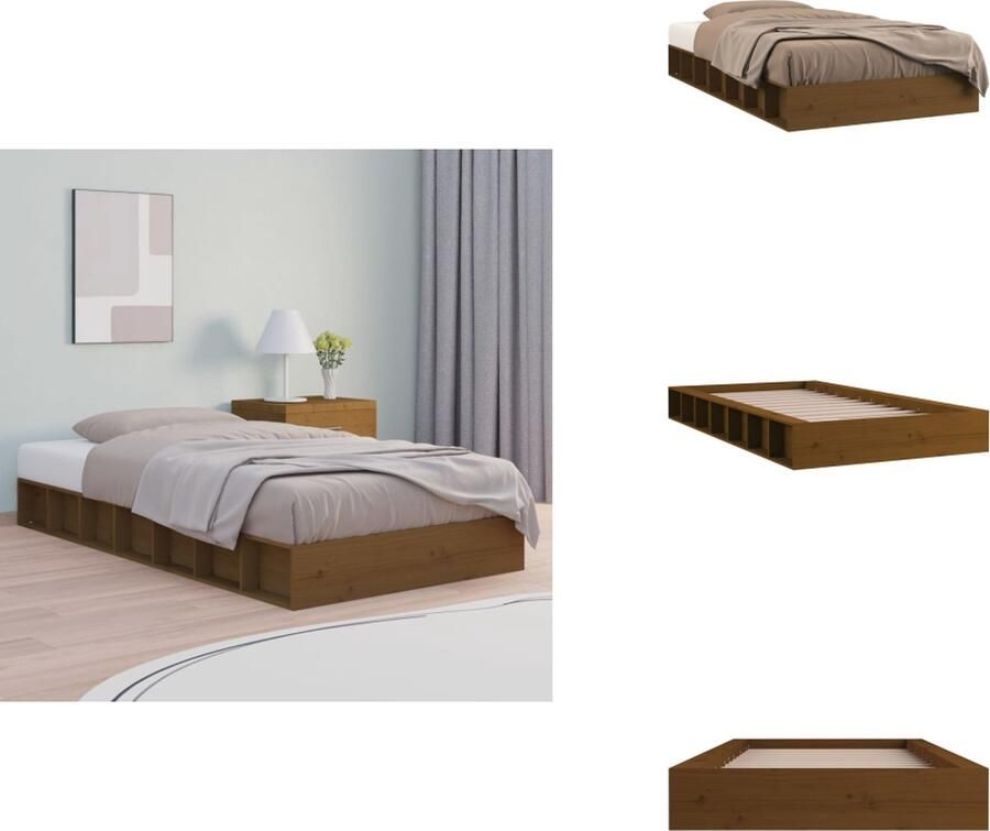 VidaXL Bedframe Grenen 192.5 x 93 x 21 cm Honingbruin Geschikt voor 75 x 190 cm Matras Montage vereist Bed