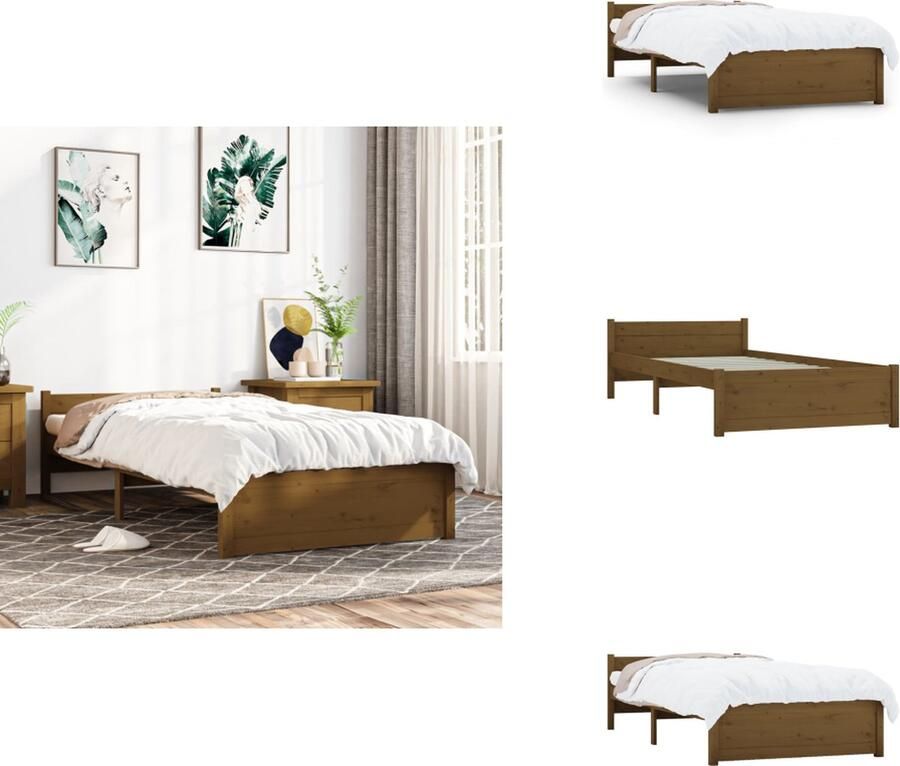 VidaXL Houten Bedframe Moderne Slaapkamer Eenpersoonsbed 75x190cm Hoogwaardig massief grenenhout Bed
