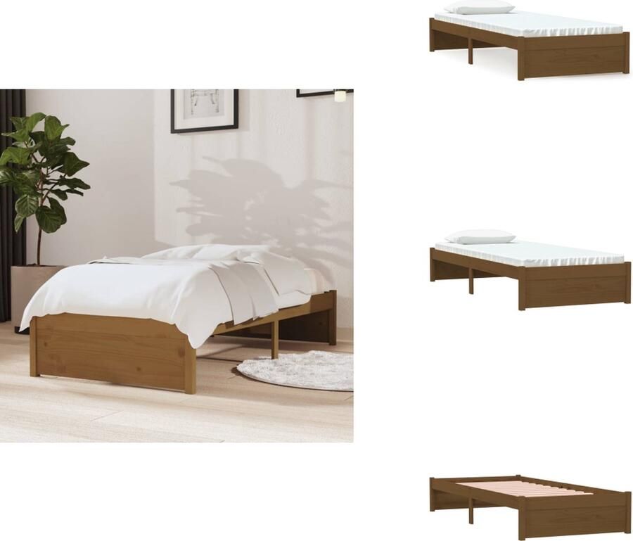 VidaXL Houten Bedframe eenpersoons 195.5 x 80.5 x 31 cm Stabiel en Rustiek Geschikt voor 75 x 190 cm matras (Honingbruin) Bed