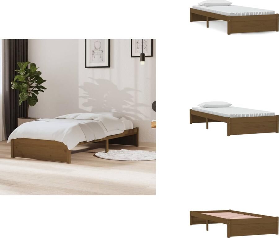 VidaXL Houten Bedframe Modern Eenpersoonsbed Afmeting- 195.5 x 95.5 x 31 cm Ken- Hoogwaardig massief grenenhout Bed