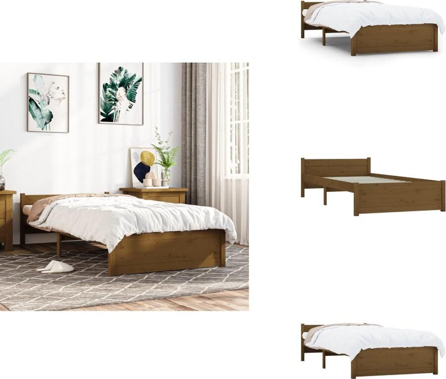 VidaXL Houten Bedframe Modern Eenpersoonsbed Afmeting- 195.5 x 95.5 x 31 cm Ken- Hoogwaardig massief grenenhout Bed - Foto 2