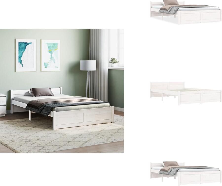 VidaXL Massief Grenenhouten Bedframe Bedframes Afmeting- 202.5 x 138 x 21 cm Ken- Ruimtebesparend Bed - Foto 12