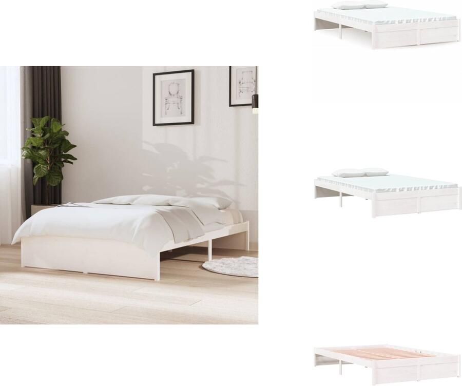 VidaXL Massief Grenenhouten Bedframe Bedframes Afmeting- 202.5 x 138 x 21 cm Ken- Ruimtebesparend Bed - Foto 13