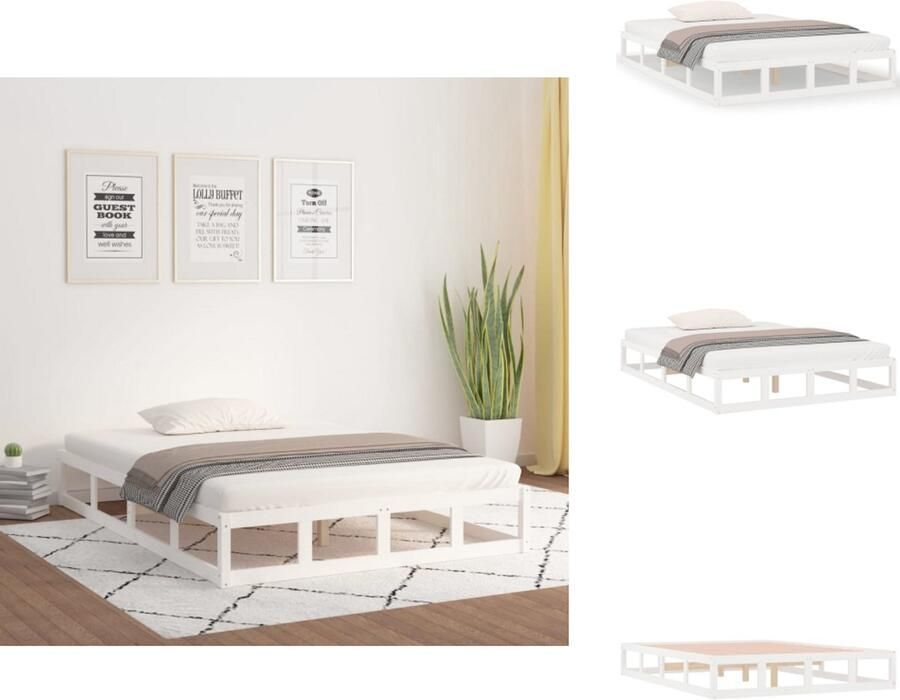 VidaXL Massief Grenenhouten Bedframe Bedframes Afmeting- 202.5 x 138 x 21 cm Ken- Ruimtebesparend Bed - Foto 19