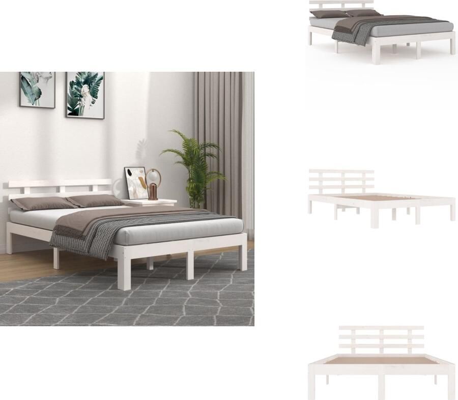 VidaXL Massief Grenenhouten Bedframe Bedframes Afmeting- 202.5 x 138 x 21 cm Ken- Ruimtebesparend Bed - Foto 5