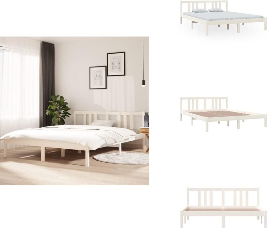 VidaXL Houten Bedframe Modern Bed 150 x 200 cm (5FT King Size) Ken- Hoogwaardig massief grenenhout Bed