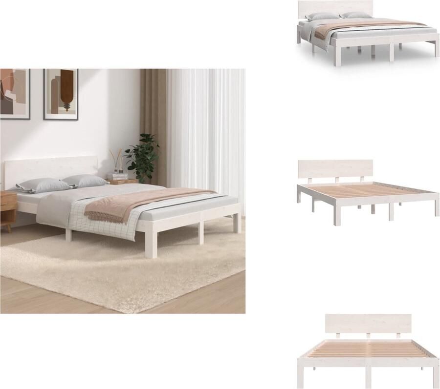VidaXL Houten Bedframe Modern Bedden Afmeting- 205.5 x 153.5 x 69.5 cm Ken- Hoogwaardig massief grenenhout Bed