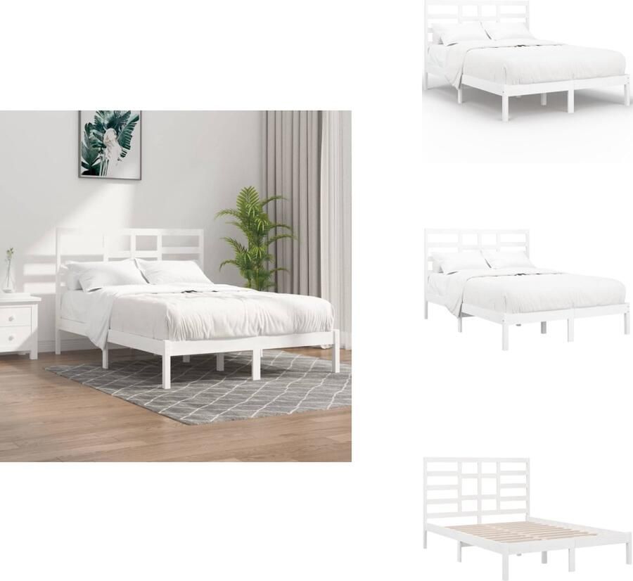 VidaXL Houten Bedframe Modern Sleep Slaapkamermeubilair 205.5 x 165.5 x 31 cm Wit Massief Grenenhout Stabiel en Stevig Montage vereist Bed - Foto 2
