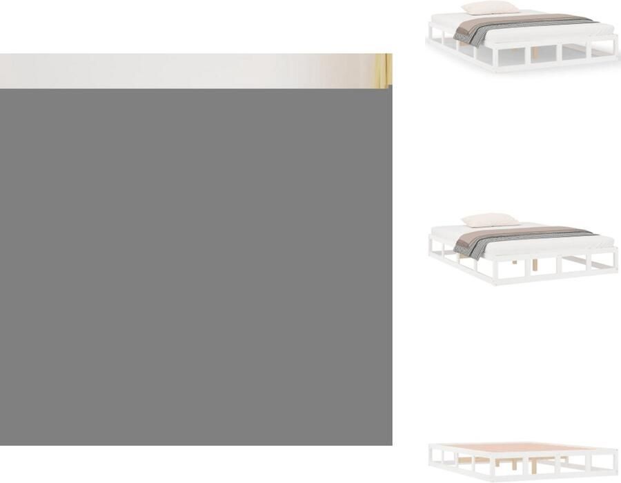 VidaXL Houten Bedframe Super King Wit Massief grenenhout 203.5 x 183.5 x 30 cm Stabiele lattenbodem Bed - Foto 11