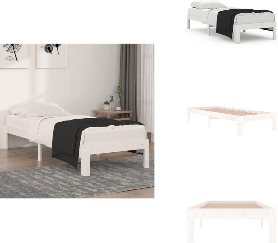 VidaXL Houten Bedframe Moderne Slaapkamer Eenpersoons Afmeting- 193 x 77.5 x 23 cm Hoogwaardig massief grenenhout Bed - Foto 2