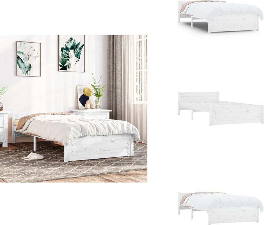 VidaXL Houten Bedframe Moderne Slaapkamer Eenpersoons Afmeting- 193 x 77.5 x 23 cm Hoogwaardig massief grenenhout Bed - Foto 5