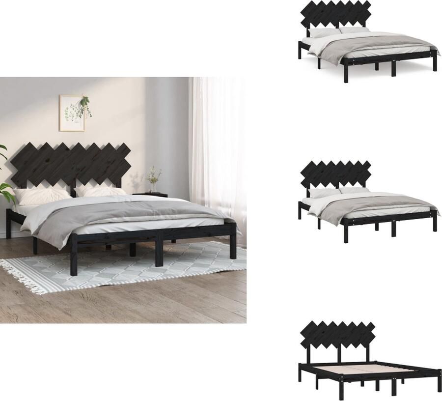 VidaXL Houten Bedframe Modern Bedframe 195.5x145.5x31cm Massief grenenhout Bed