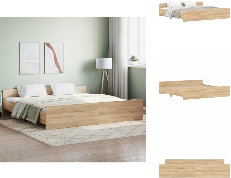 VidaXL Bedframe Bedframes Bed Bedbodem Bedframe met hoofd- en voeteneinde sonoma eikenkleur 180x200 cm