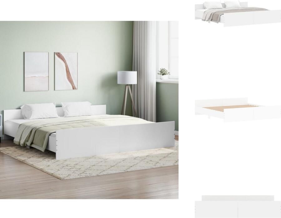 VidaXL Bedframe Bedframes Bed Bedbodem Bedframe met hoofd- en voeteneinde wit 180x200 cm