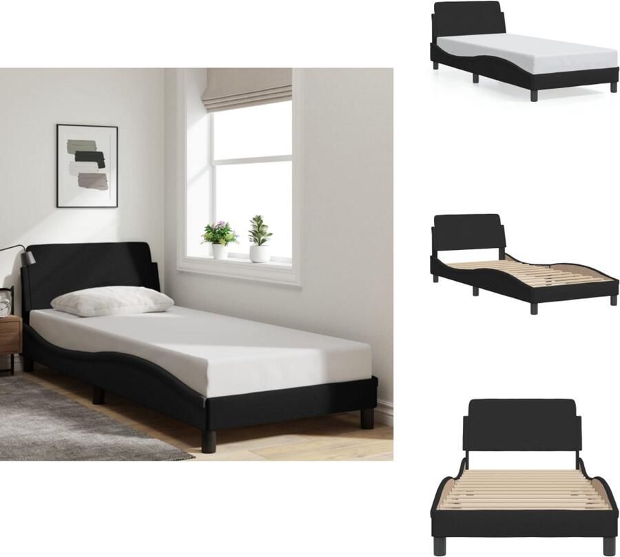 VidaXL Bedframe Bedframes Bed Bedbodem Bedframe met hoofdeinde zonder matras 90x190 cm stof zwart