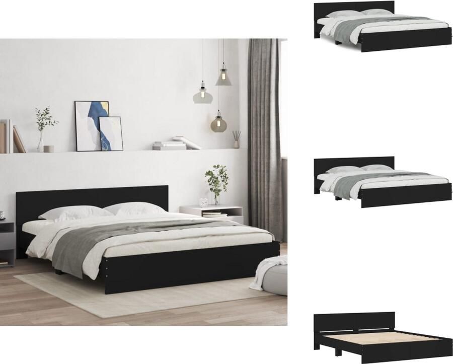 VidaXL Bedframe Bedframes Bed Bedbodem Bedframe met hoofdeinde zwart 160x200 cm