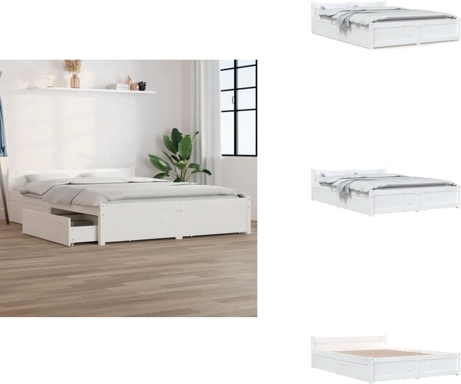 VidaXL Houten Bedframe Classic 205.5 x 145.5 x 51 cm Grenenhout Inclusief lades Bed
