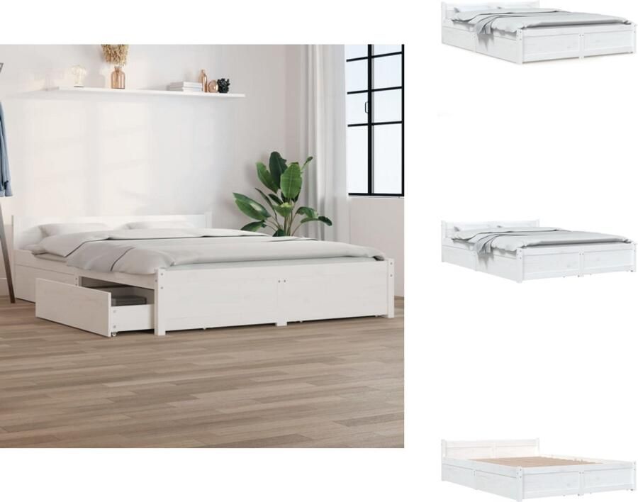 Vida XL Bedframe met lades wit 160x200 cm SKU: V3103524 - Foto 4