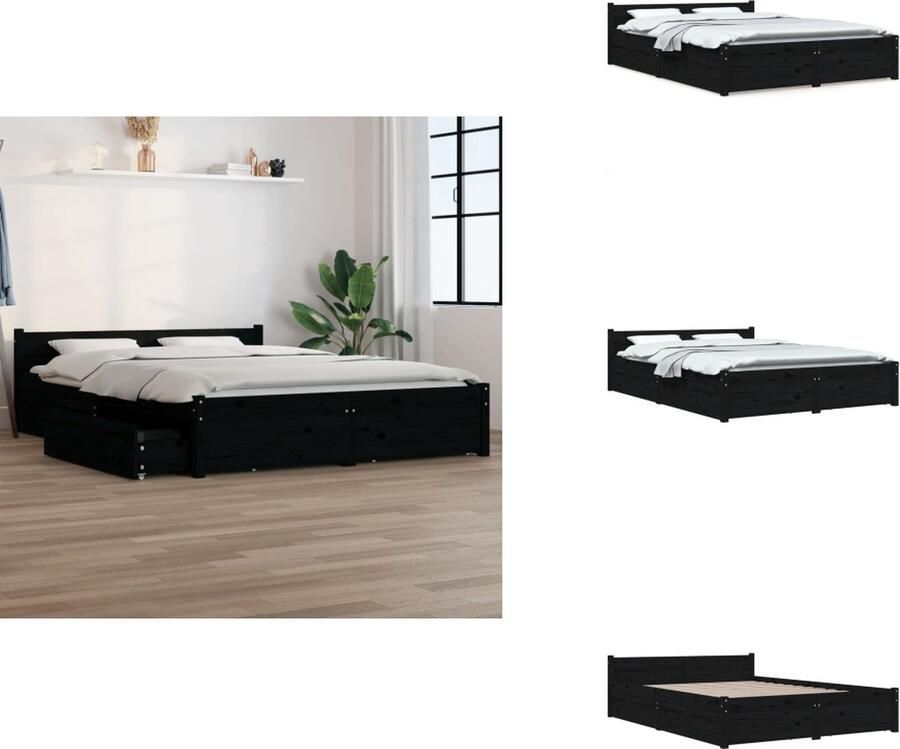 VidaXL Houten Bed Classic s 140.5 x 195.5 x 51 cm Massief grenenhout Stevige lattenbodem Bed