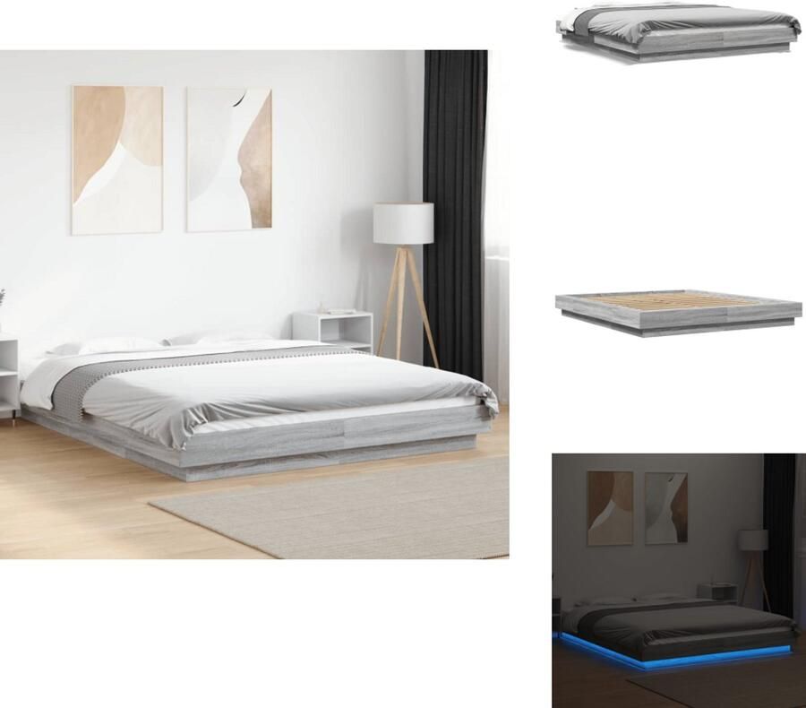 VidaXL Bedframe Bedframes Bed Bedbodem Bedframe met LED-verlichting grijs sonoma eiken 150x200 cm