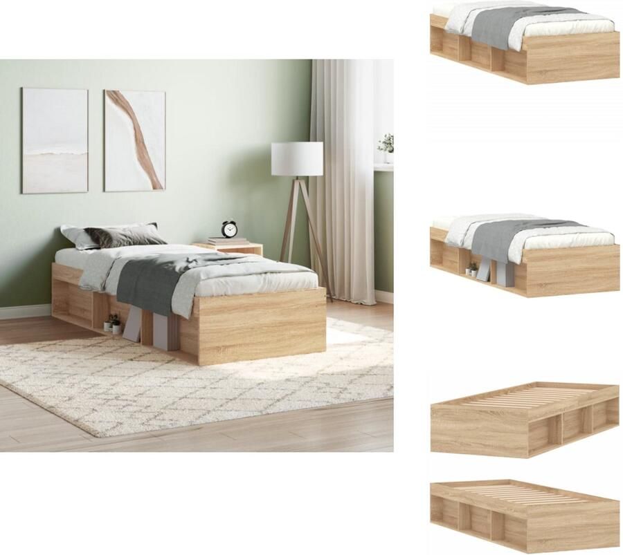 VidaXL Bedframe Bedframes Bed Bedbodem Bedframe sonoma eikenkleurig 75x190 cm
