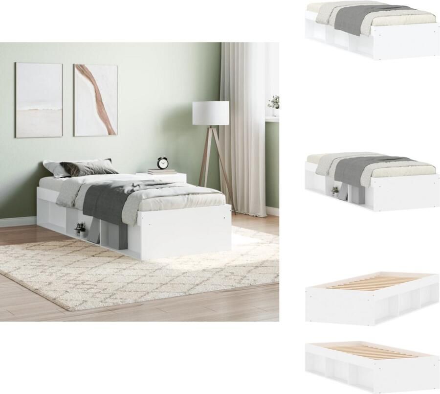 VidaXL Bedframe Bedframes Bed Bedbodem Bedframe wit 75x190 cm