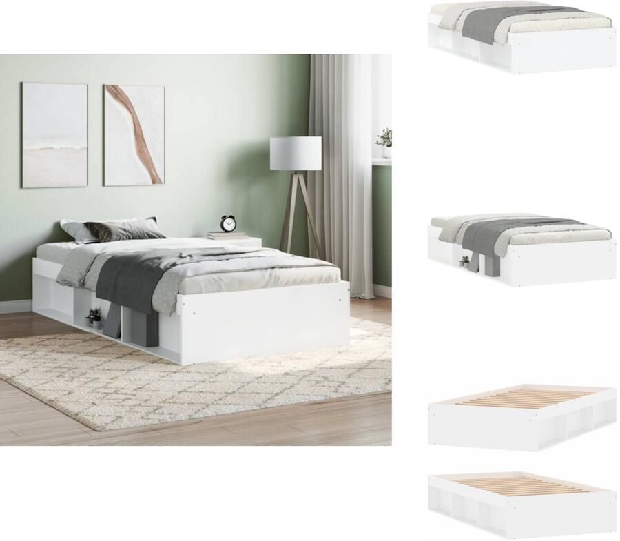 VidaXL Bedframe Bedframes Bed Bedbodem Bedframe wit 90x190 cm