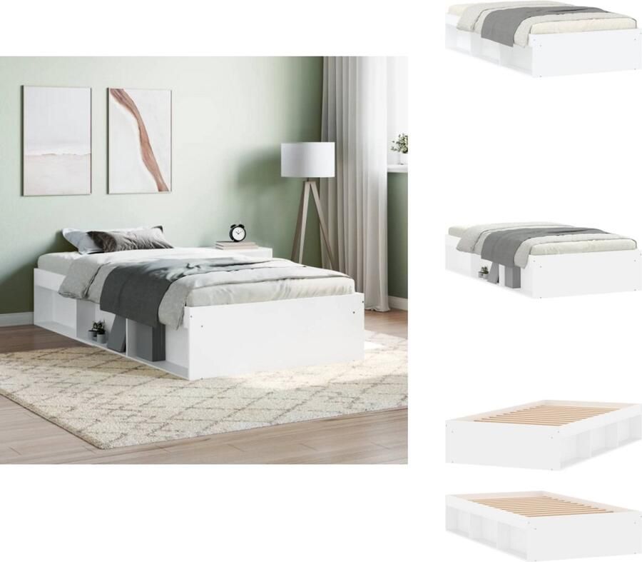 VidaXL Bedframe Bedframes Bed Bedbodem Bedframe wit 90x200 cm