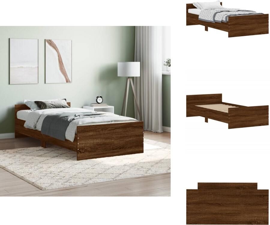 VidaXL Bedframe Bedframes Bed Bedbodem Bedframe zonder matras bewerkt hout bruin eikenkleur 100x200 cm