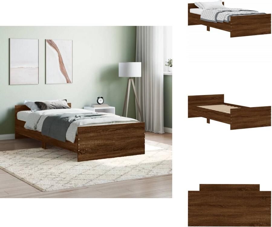 VidaXL Bedframe Bedframes Bed Bedbodem Bedframe zonder matras bewerkt hout bruin eikenkleur 90x190 cm