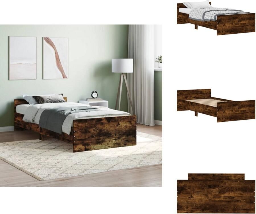 VidaXL Bedframe Bedframes Bed Bedbodem Bedframe zonder matras hout gerookt eikenkleurig 90x200 cm