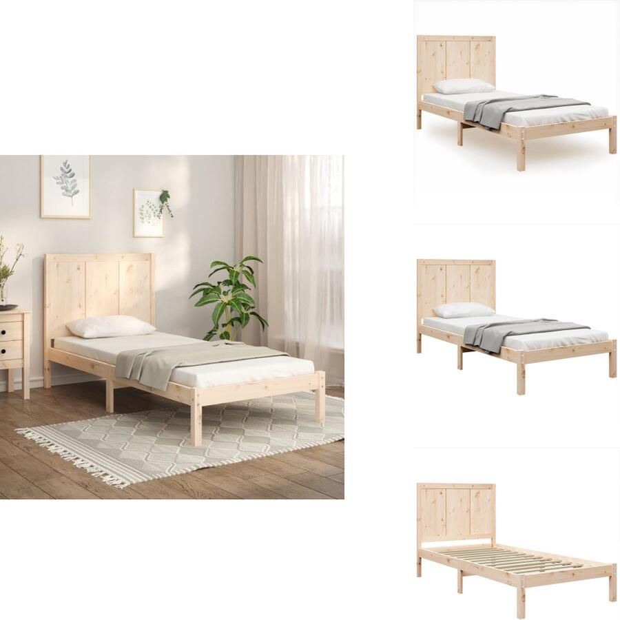 VidaXL Houten Bed Grenenhout 200 x 100 x 80 cm Stevig en stabiel Massief grenenhout Praktische lattenbodem Matras niet inbegrepen Bed