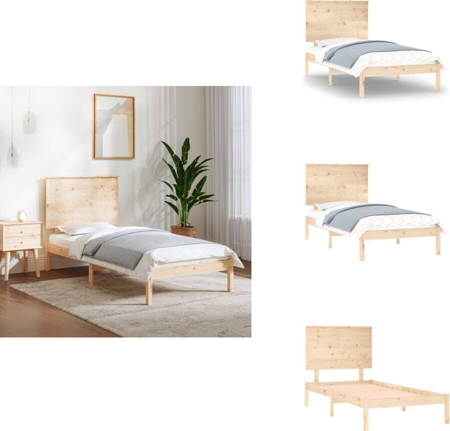 VidaXL Houten Bed Grenenhout 200 x 100 x 80 cm Stevig en stabiel Massief grenenhout Praktische lattenbodem Matras niet inbegrepen Bed - Foto 3
