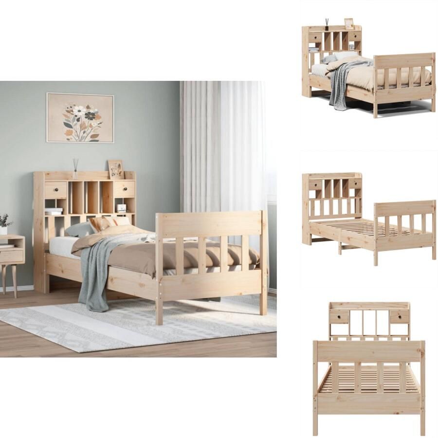 VidaXL Houten Bed Grenenhout 200 x 100 x 80 cm Stevig en stabiel Massief grenenhout Praktische lattenbodem Matras niet inbegrepen Bed - Foto 2